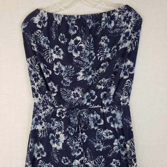 Tommy Bahama Strapless Maxi Dress Floral Stretch Strapless Tropical size M Navy - Picture 3 of 12